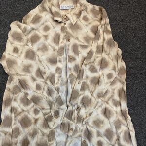 Joan Rivers Beige Patterned Button-Up Shirt